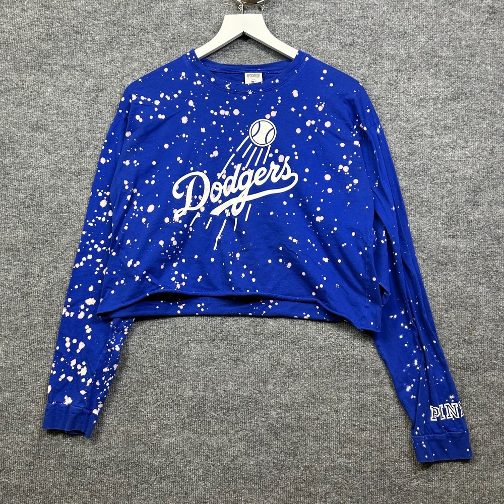 Dodgers Victoria's Secret PINK Long Sleeve T-Shirt Womens Royal Blue Cropped - M